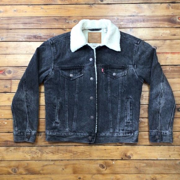 LEVI’S Premium jeans jacket sherpa jeans jacket Cottagecore western cowgirl XXS - Picture 2 of 9